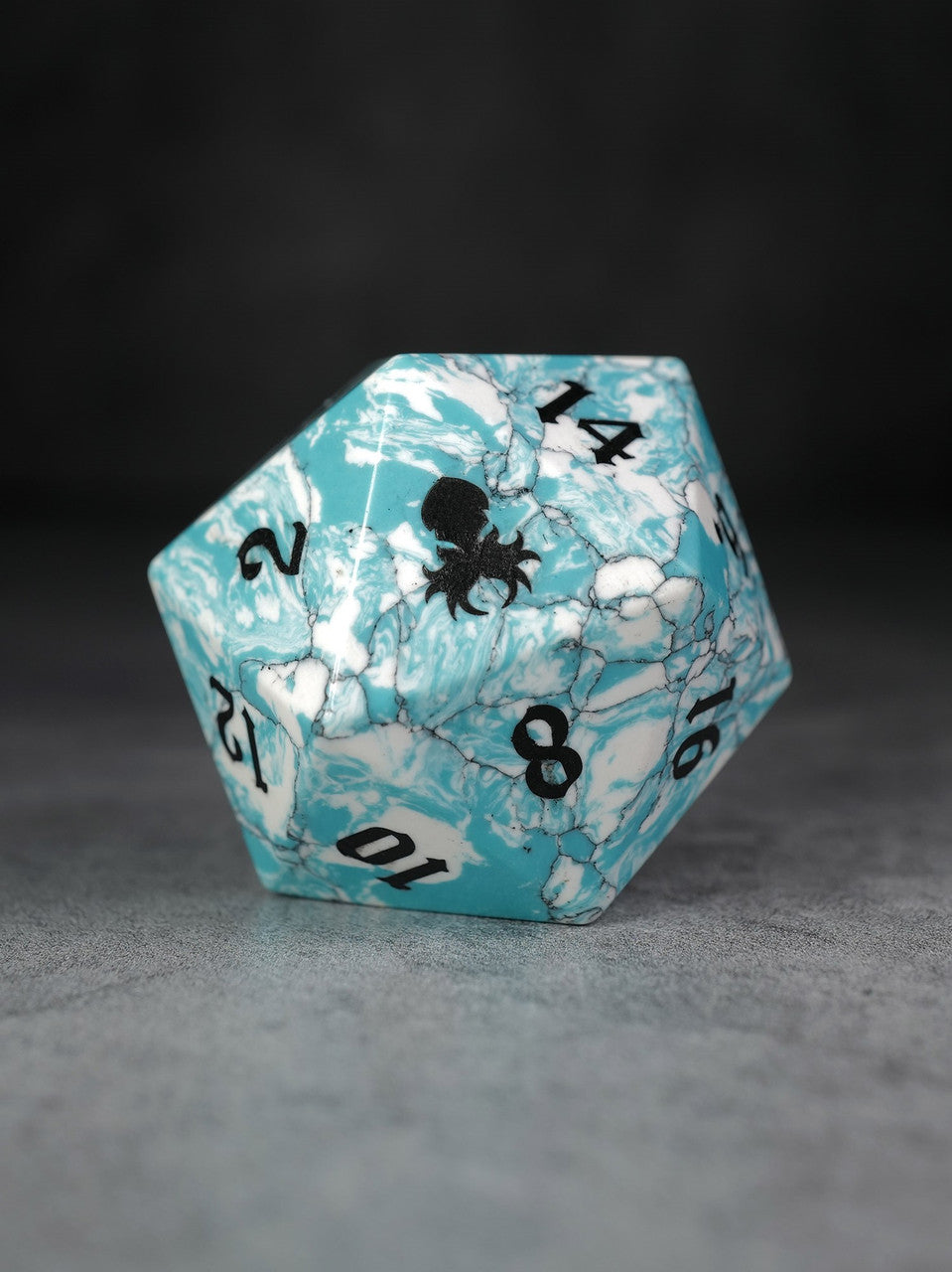 40mm Turquoise Semi-Precious Single D20 with Black Ink